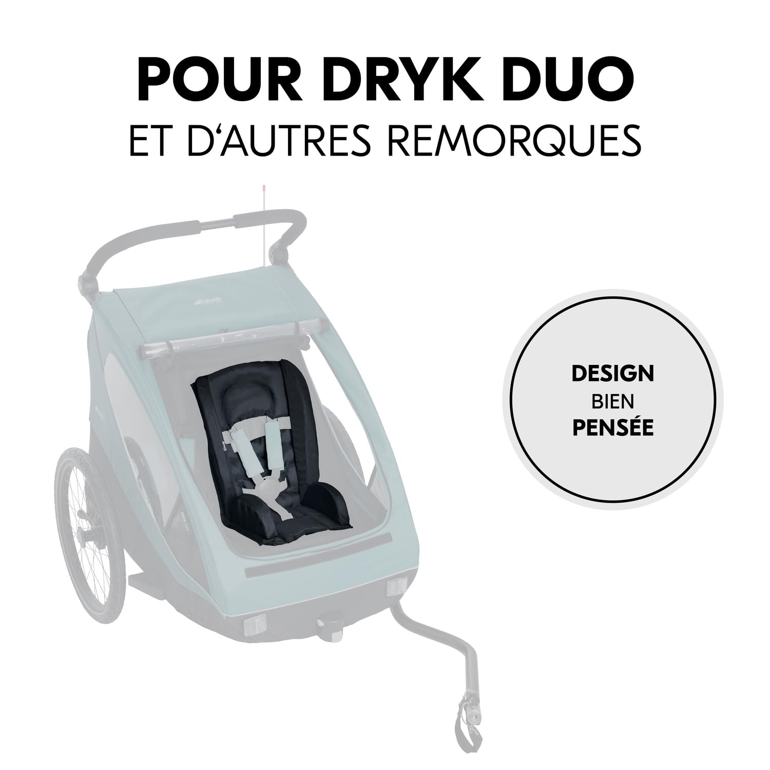 Hauck Réducteur de Siège pour Remorque Velo Enfant Dryk Duo & Dryk Duo Plus, 6-18 Mois, Noir