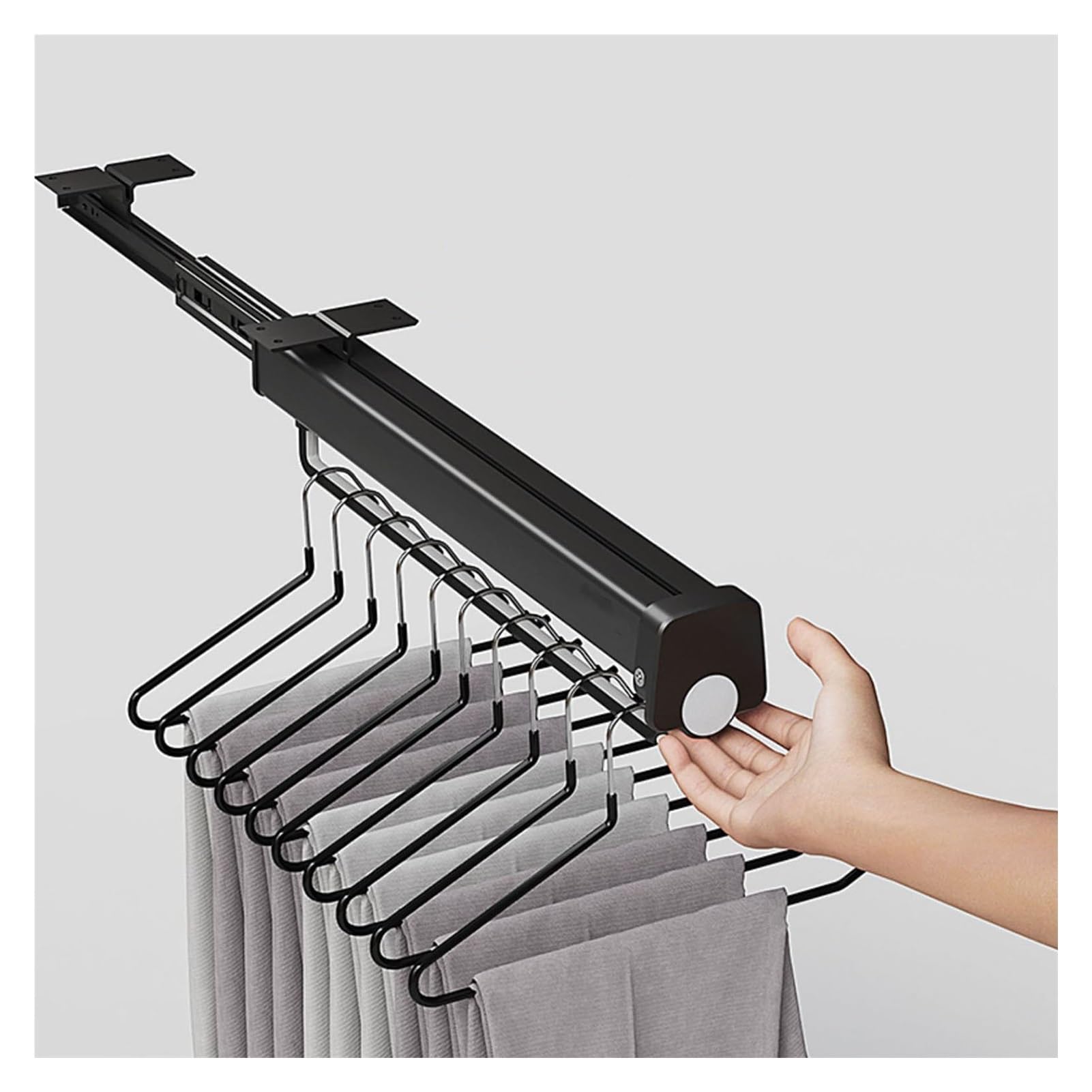 IUokLU Pull Out Trousers Rack,Extendable Pull-Out Closet Valet Rod, Closet Clothes Hanger Rail for Closet,Loading Capacity 25 Kg(56cm)