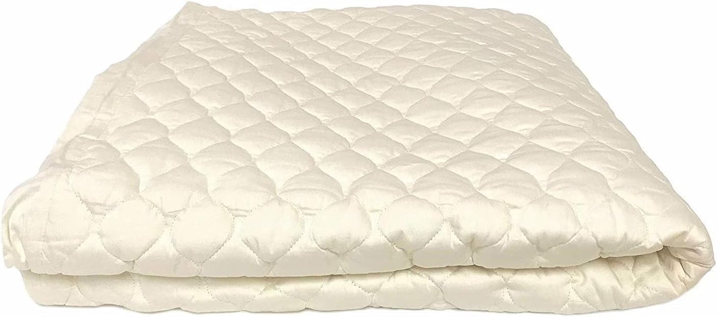 OrganicTextiles Organic Cotton Mattress Pad with 17” Fitted Bed Skirt Deep Pocket (King Size), GOTS Certified, Soft Silky Feel, Luxurious Quilted Design, Machine Washable, All Season, Skin Sensitive