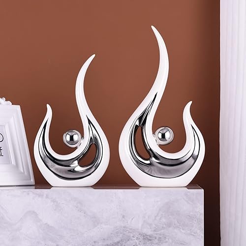 Vista 27 de XMGZQ Decoración verde azulado para el hogar, escultura de pareja verde y dorado, estatuas de cerámica verde, estatua de cerámica de arte abstracto