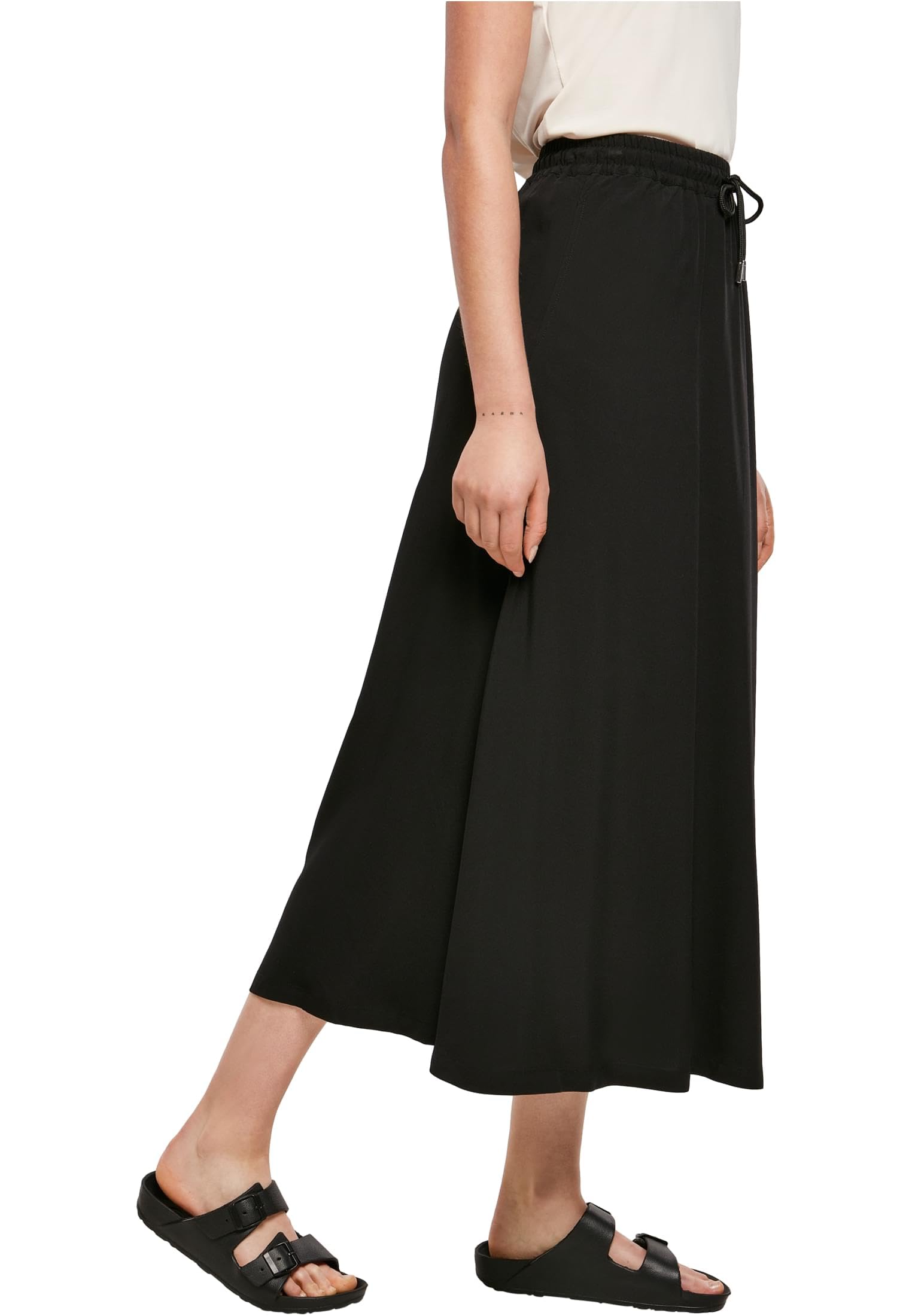 Urban Classics Ladies' Viscose Midi Skirt Donna Gonna Lunga Nero 100% Viscosa