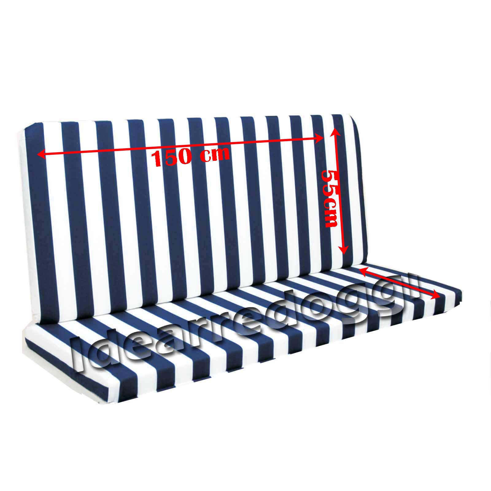 Buonocore A&B "Nuove Idee" Cuscino per Dondolo Lastra 3 Posti 150 Cm Bianco/Blu