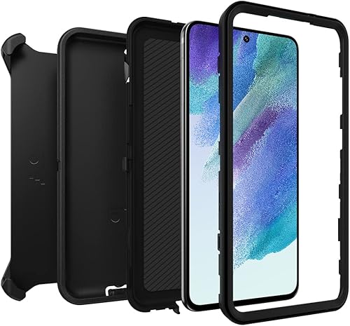 Miniatura 3 de OtterBox Funda para Galaxy S21 FE 5G (solamente) Defender Series - NEGRO, resistente y duradera, con protección de puerto, incluye soporte de clip