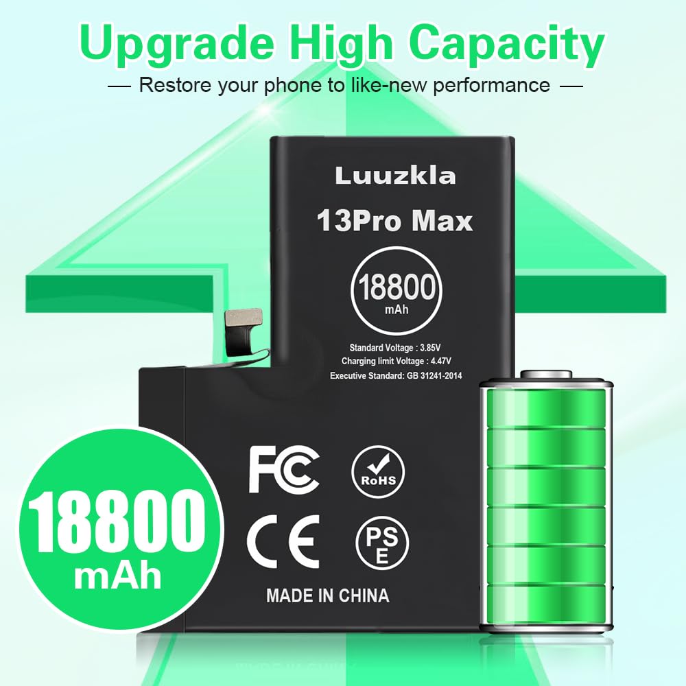 iPhone13ProMax ピルクル Amazon.com: Luuzkla 18800mAh (2025 New Upgrade) Battery Compatible