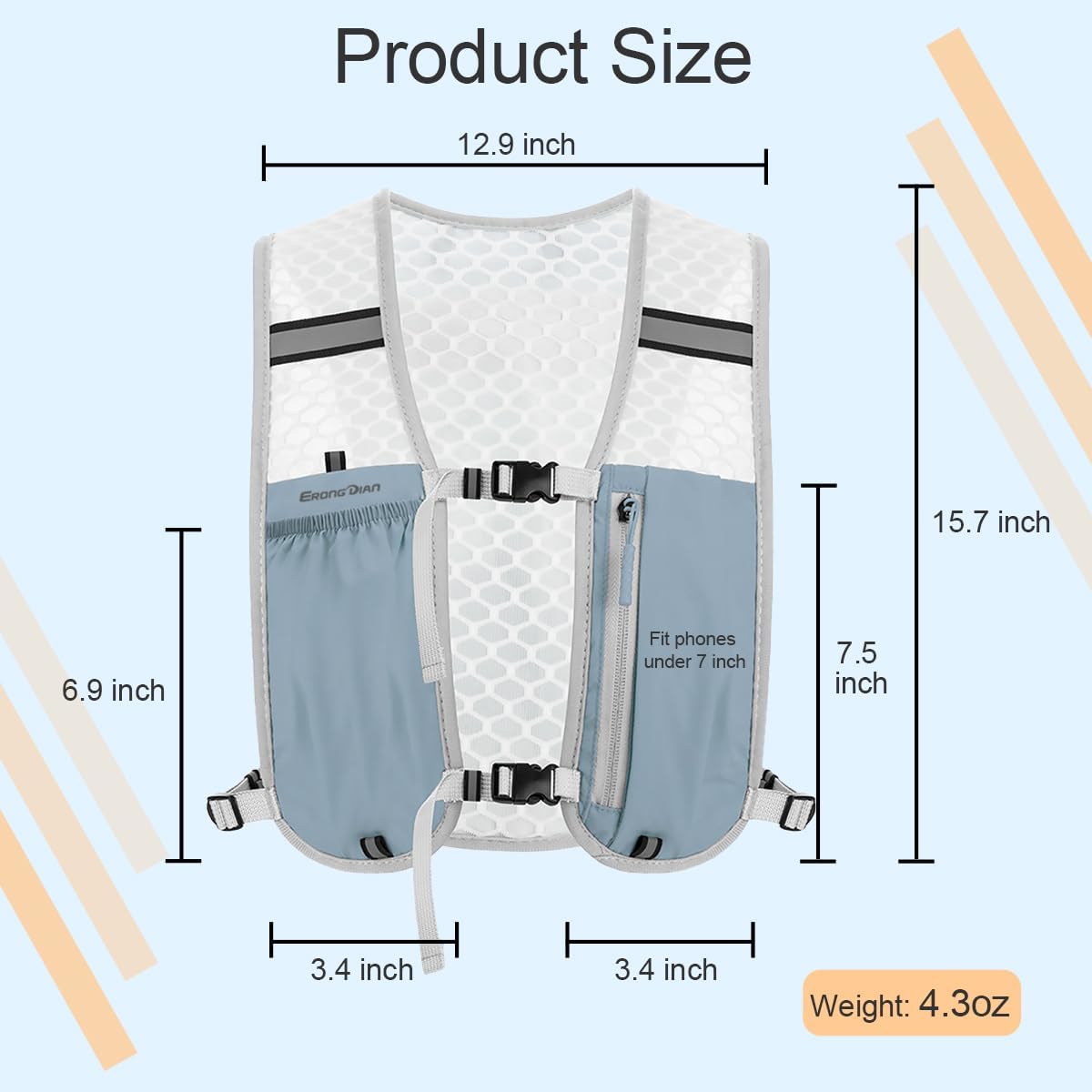 Running Vest Hydration Backpack for Men Women, 5L Lightweight Breathable Hydration Packs, Adjustable Chest Straps Daypack, Reflective Water Running Vest for Trail, Marathon, Hiking, Cycling