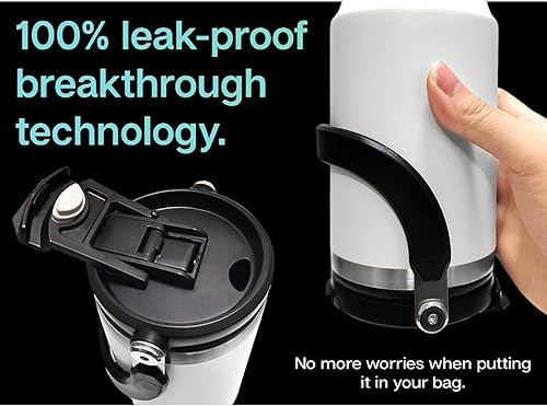 Miniatura 4 de Vaso de 30 onzas con asa y popote abatible, botella de agua aislada al vacío, taza de café de acero inoxidable de doble pared, taza de viaje, a