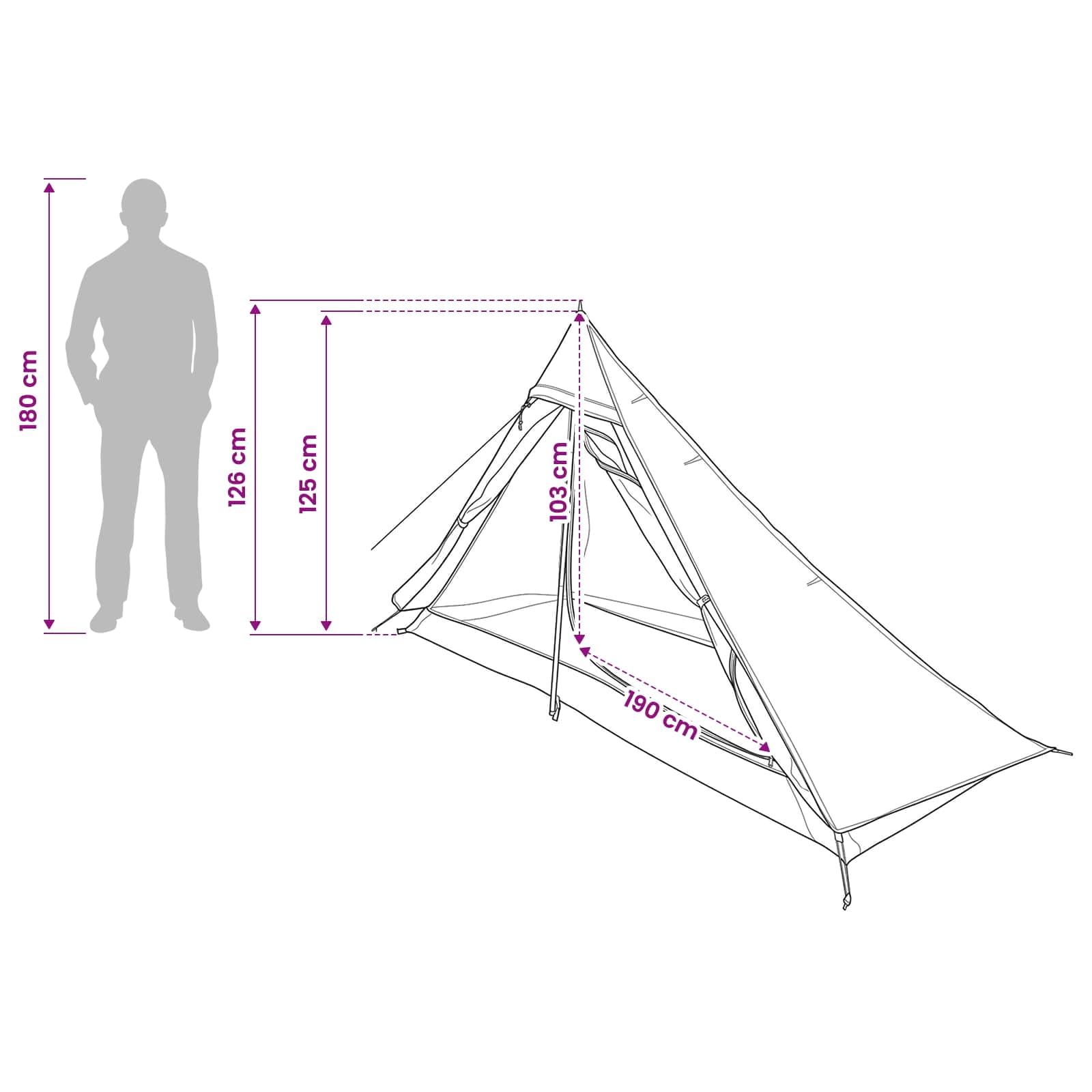 Trekkingzelt Grau und Orange 222 x 85 x 125 cm leichtes ultraleichtes wasserdichtes Biwakzelt mit UV-Schutz und Moskitonetz für Camping, Wandern, Outdoor und Survival