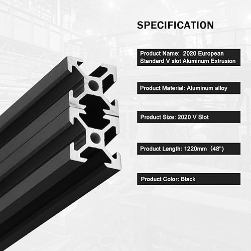 Miniatura 46 de 10 piezas de extrusión de aluminio 2020 con ranura en V, estándar europeo de 11.811 in (11.8 pulgadas) de longitud, aluminio extruido anodizado