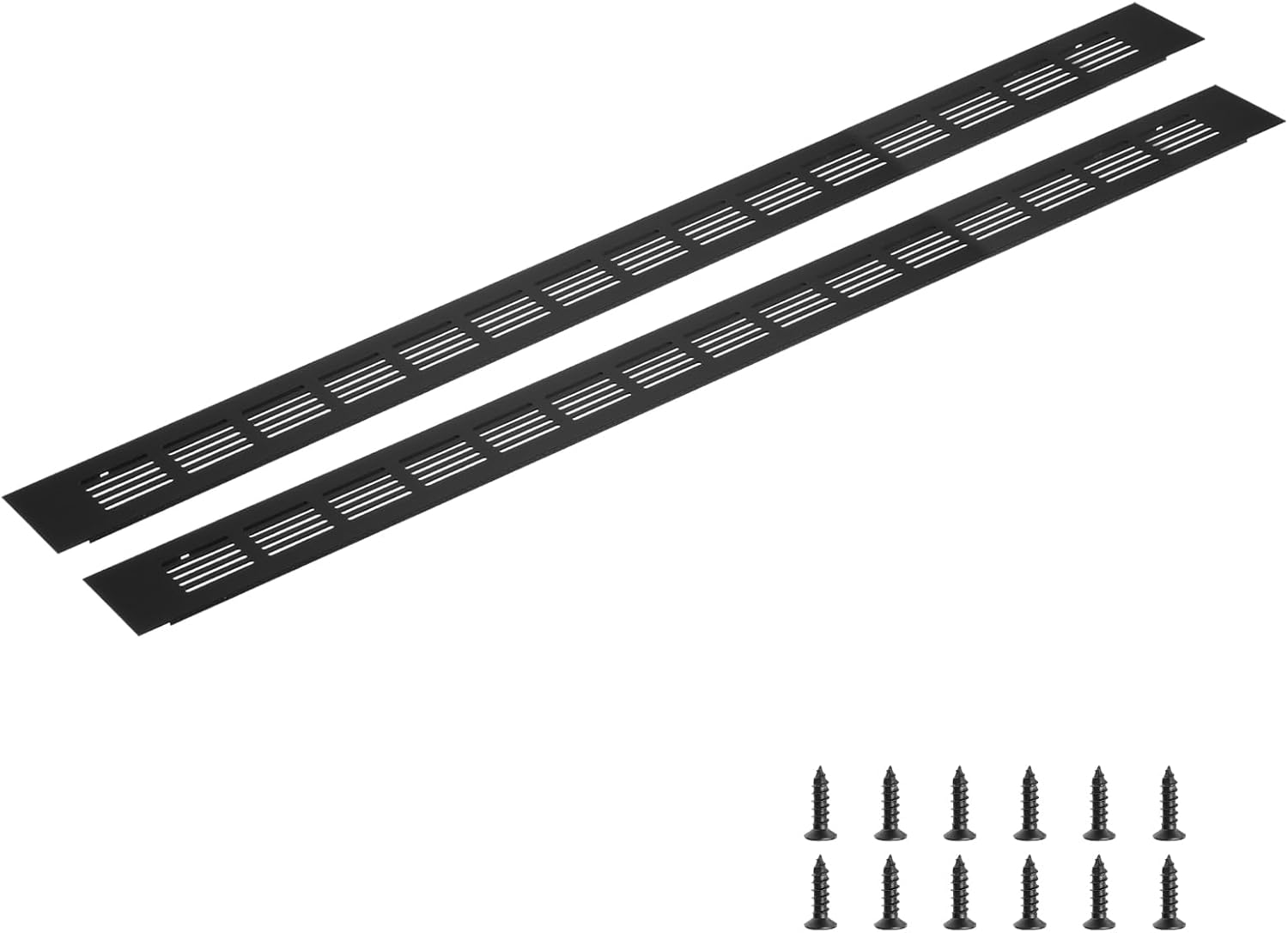 uxcell Rectangle Ventilation Grille, Aluminum Alloy Mesh Air Vent Cover Louvered Ventilation Cover with Mounting Screws for Cabinet Wardrobe Shoe Closet (600x50mm/24"x2", Black) 600x50mm Black