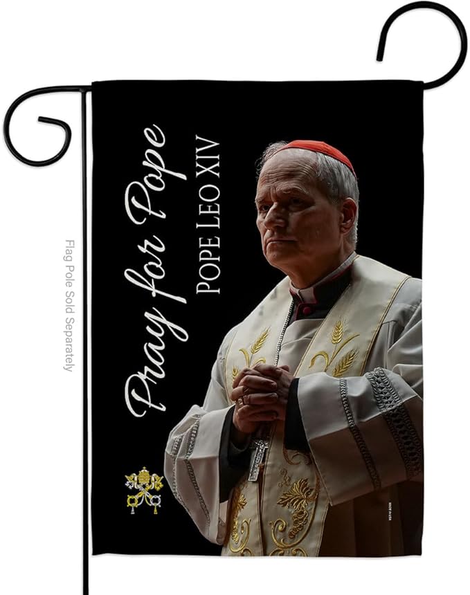 Flag Conclave Picture Prints Vatican Memorabilia Tapestry Catholic Wall Art Canvas Poster Grave Decorations for Cemetery Yard Sign American Papal Door Garden Decor Religious Gifts