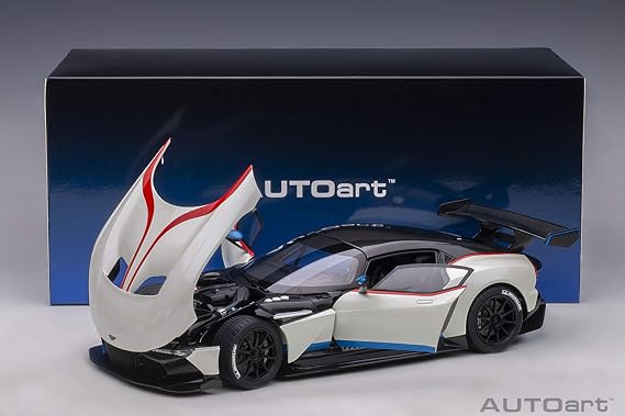 Autoart Aston Martin Vulcan Stratus White with Red and Blue Stripes 1/18 Model Car