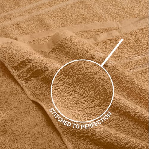Image of Welspun Arlo 100% Cotton Bath Towel | Towels for Bath Large Size | Soft & Highly Absorbent Cotton Bath Towel | Quick Dry Bathing Towel for Men & Women | 70 x 137 cm | Tan