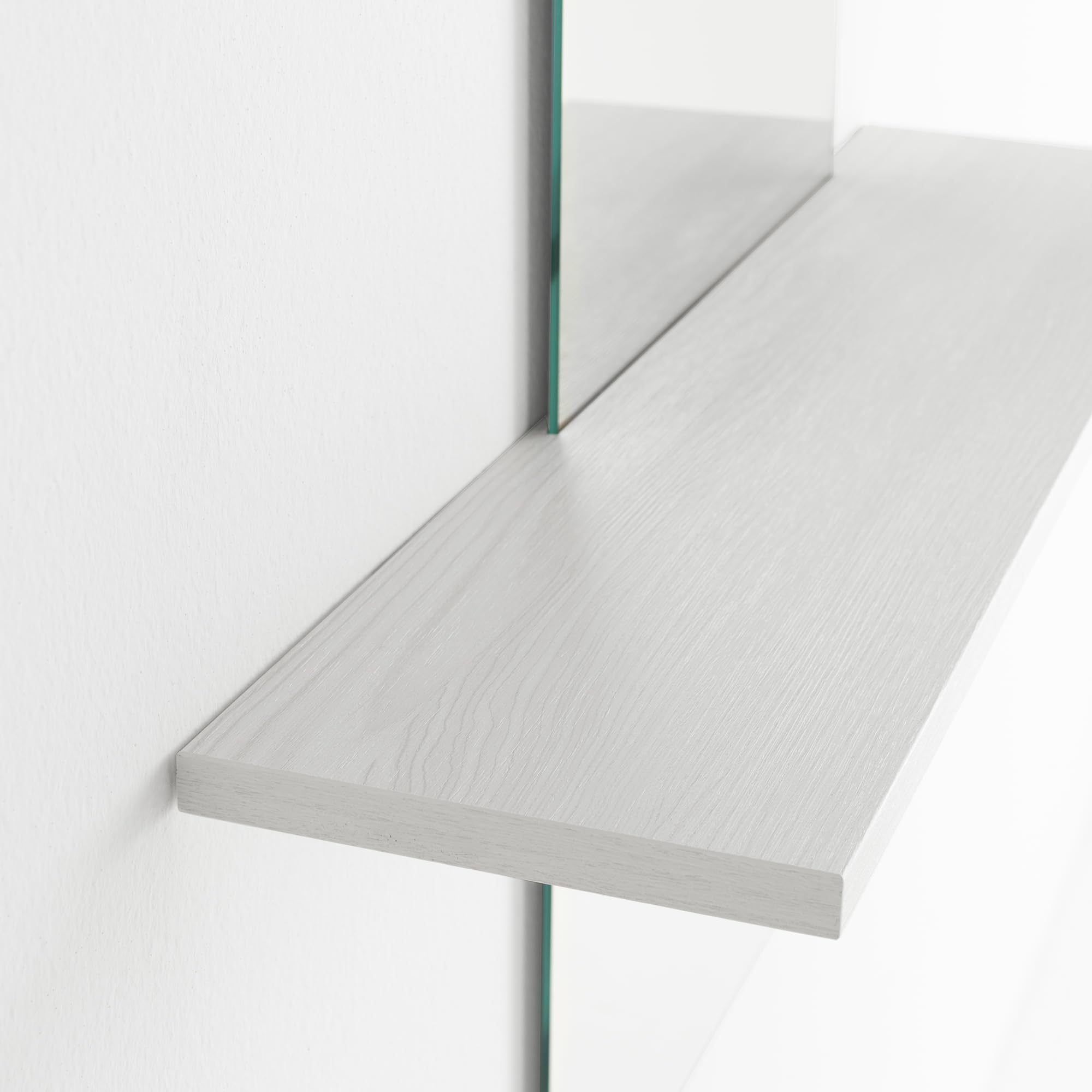 ARHome Specchiera Sagomata con Mensola Modern, 130 x 80 x 19 cm, Bianco Frassinato (Prodotto in Italia)