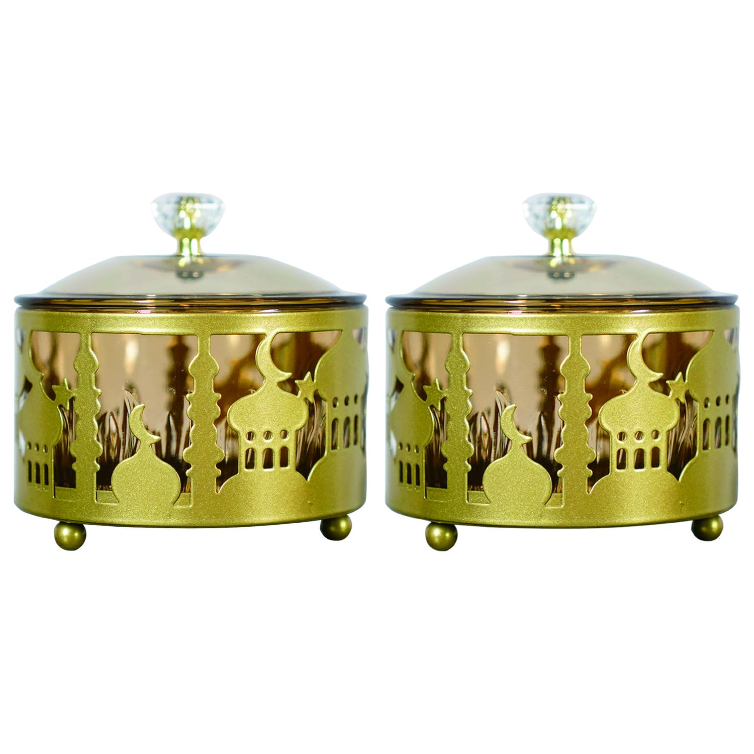 Ramadan Decorations 2pcs Ramadan Trays with Lid Metal Eid Mubarak Tray Ramadan Plate Ramadan Decorations Ramadan Food Storage Container for Serving Cookie Candy Pastry Dessert Eid Party Activity