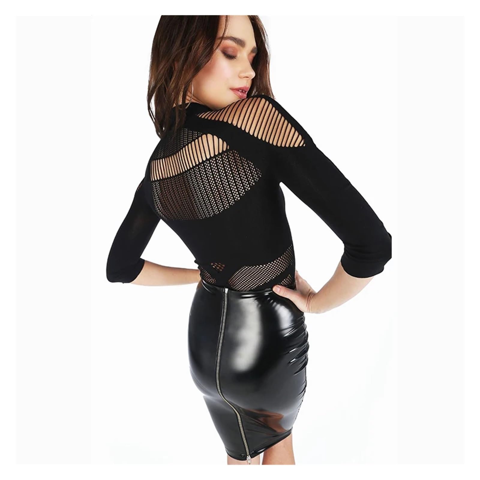 Falda Cuero Mujer Falda Tubo de Piel sintética for Mujer, con Espalda Estrecha y Cremallera Completa, Estilo Midi, Ajustada, látex, Sexy, for Fiestas nocturnas