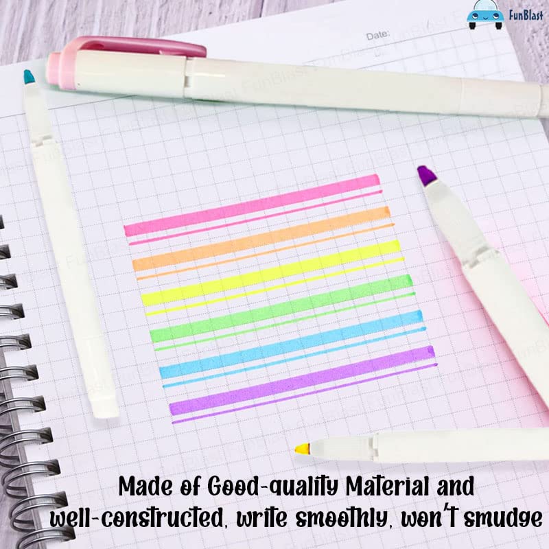 FunBlast Twin Tip Highlighters5 Pcs Aesthetic Highlighters Pastel