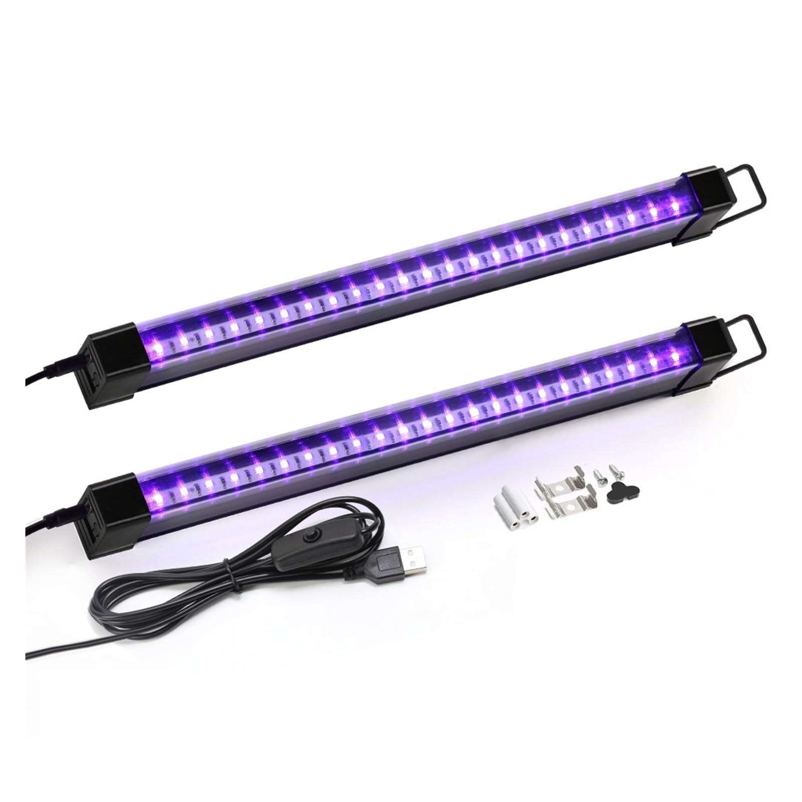 2 Stück/Set USB UV-LED Schwarzlicht T8 Schwarzlichtleiste 395 nm 400 Fluoreszierende Party-Disco-UV-Lampe Röhre UV-Streifen Weit verbreitet
