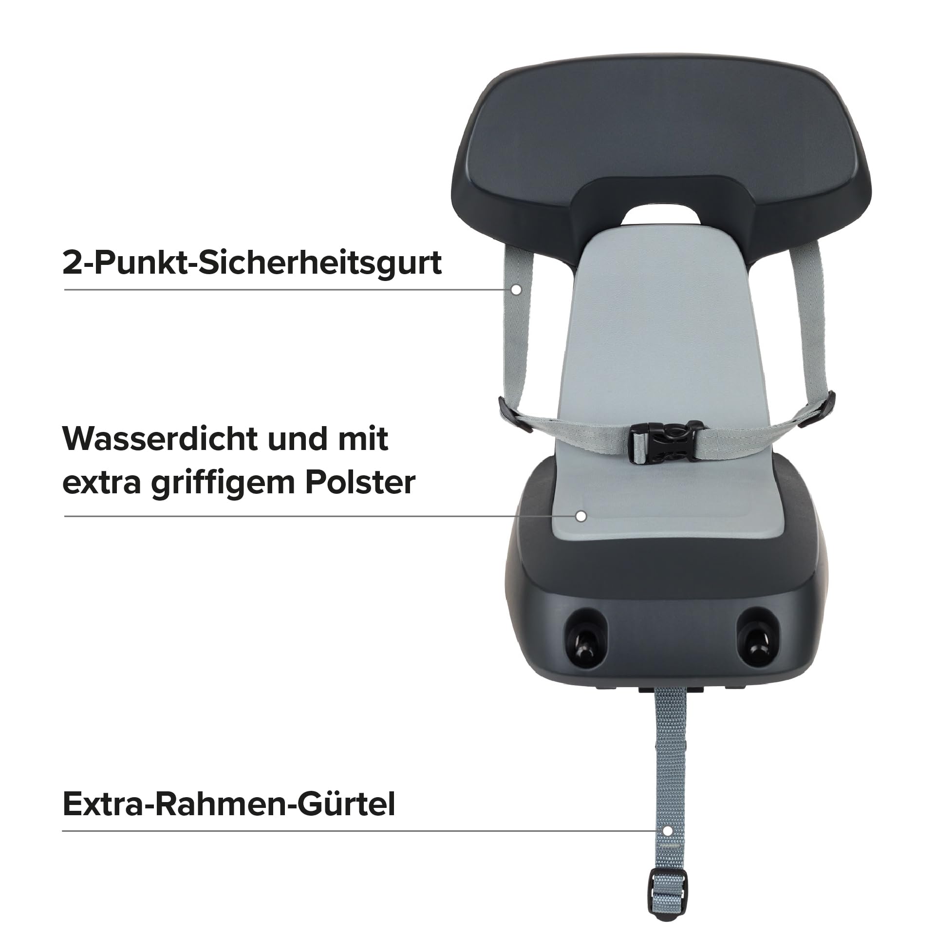 POLISPORT 8636100022 - Guppy Junior Fahrradkindersitz Hinten MIK-HD für Kinder ab 6 Jahren, kompatibel mit Fahrrädern von 24''-29'' und E-Bikes mit MIK HD-Gepäckträger max.27 kg in Dunkelgrau