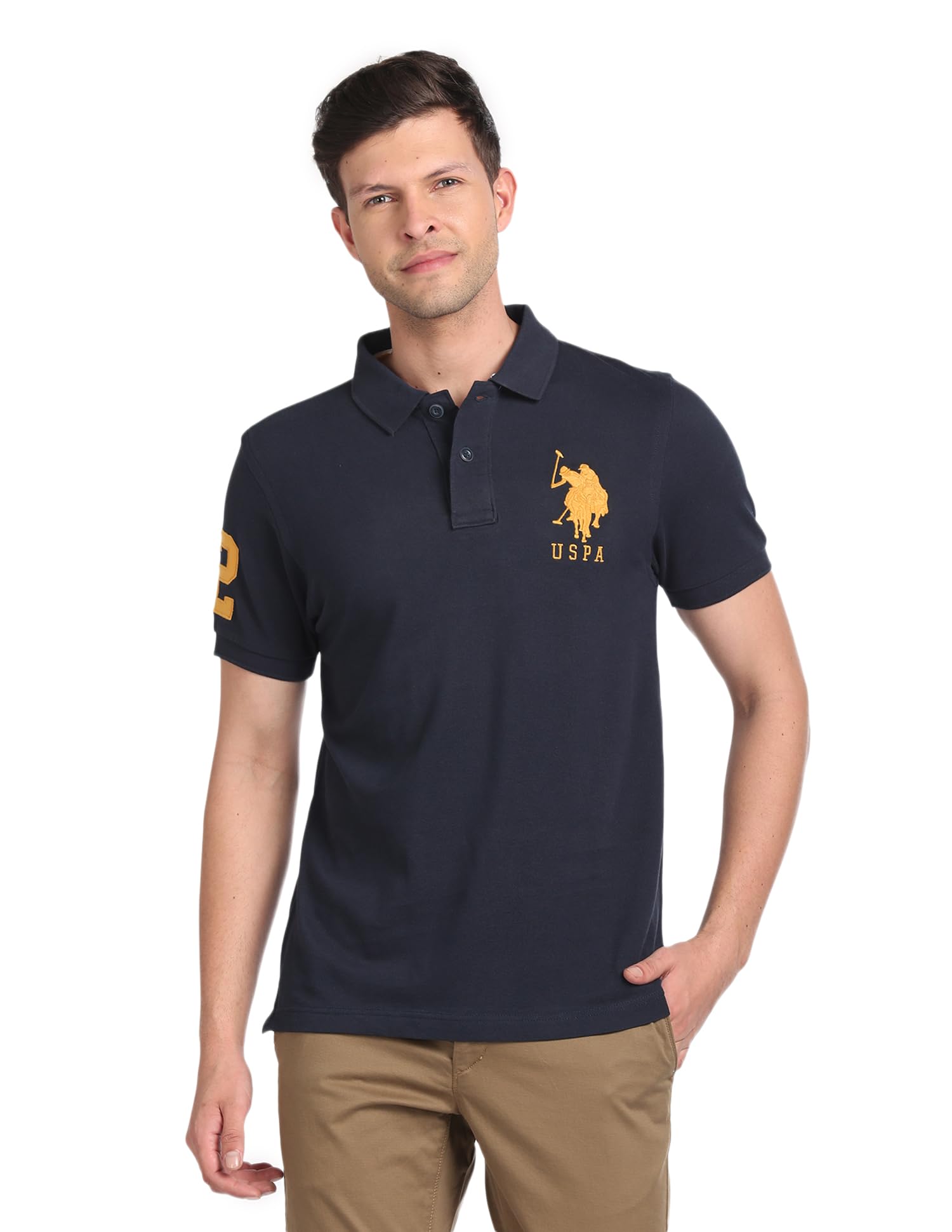 U.S. Polo ASSN. Men Cotton Solid Regular Fit Polo Shirt
