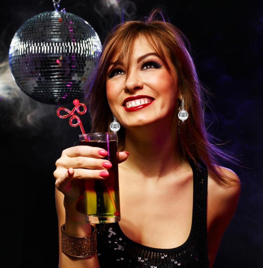 Miniatura 5 de Aretes de bola de discoteca para mujer, aretes de bola de espejo de discoteca plateados y dorados, perfectos para trajes de los años 70, accesorios