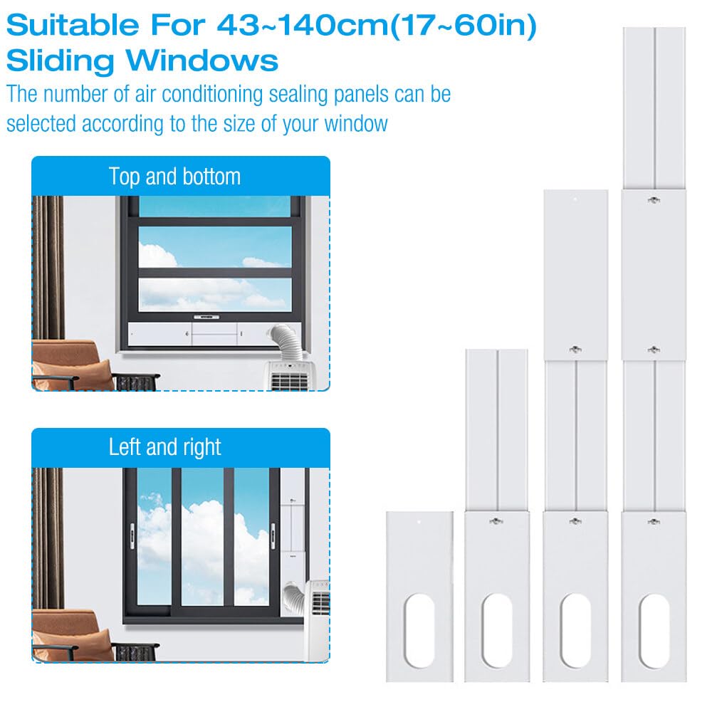 Kit Calfeutrage Climatiseur, TGKYK 4PCS Joint de Fenetre Climatisation Réglable, Calfeutrage Fenetre Climatiseur, Kit Fenetre Climatiseur Mobile, Adaptateur Tuyau Climatiseur Mobile 13cm