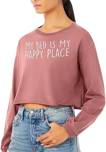 Miniatura 2 de My Bed is My Happy Place - Camiseta recortada de manga larga Napper Present Diseño de siesta