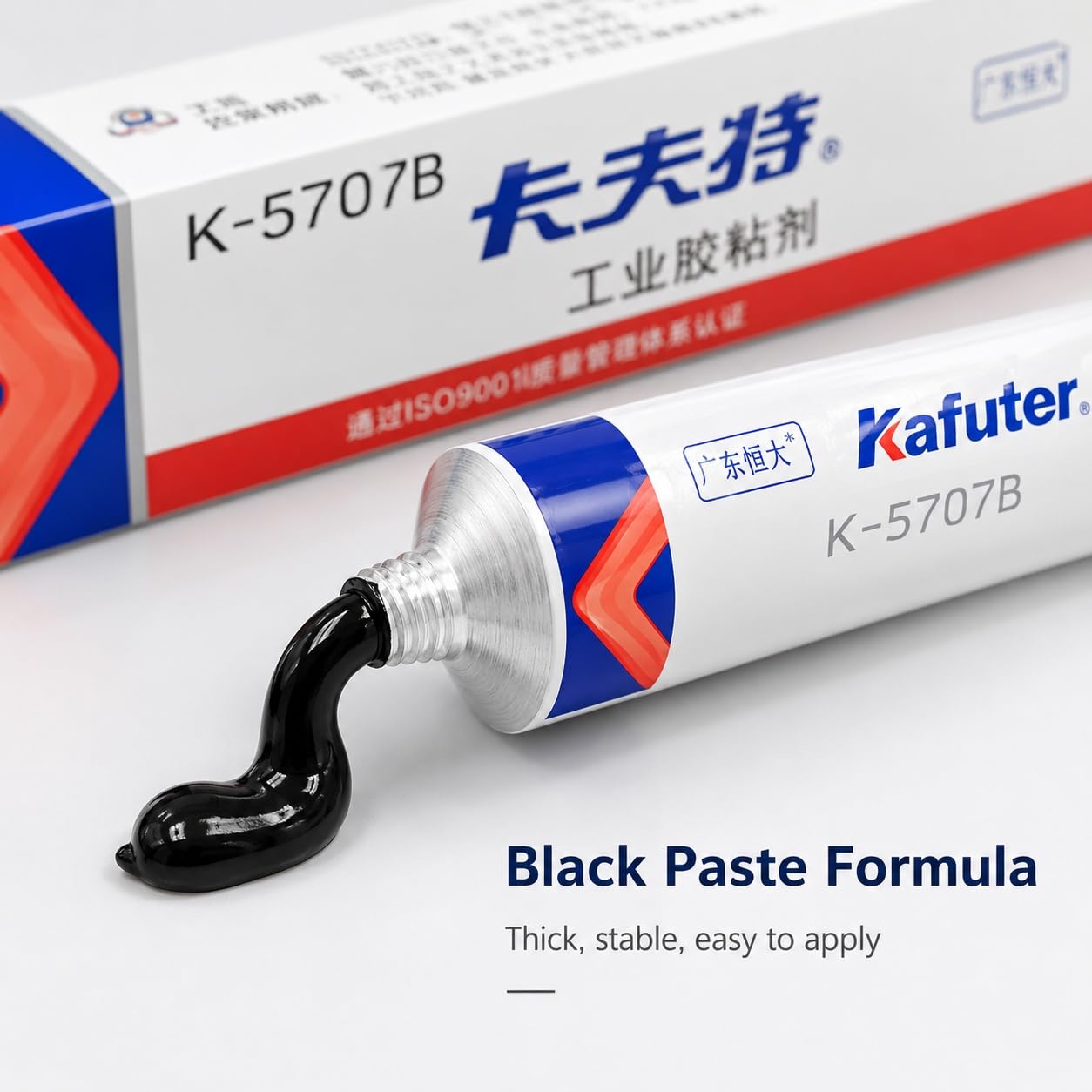 VIDOO Kafuter K-5707B Czarna Pasta Silikonowa o Konsystencji Pasty do Zębów Spoina Wstrząsoodporna do Złączy Polimerowych Przemysłowych Klej - 300ml