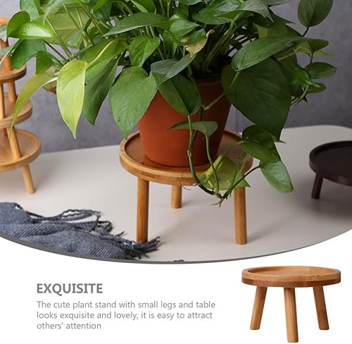 Miniatura 7 de Happyyami Mini taburete de madera para plantas, soporte moderno para plantas, estante redondo para macetas, estante para bonsái, maceta elevadora,
