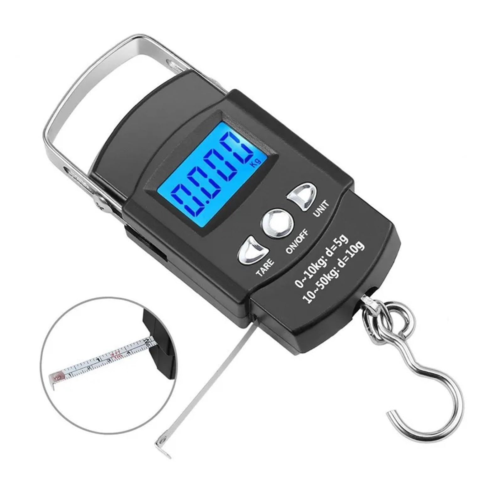 Bilancia sospesa digitale con custodia in alluminio pressofuso, peso mini gru portatile da 50/200/300 kg con gancio per l'edilizia, la fabbrica(50kg)