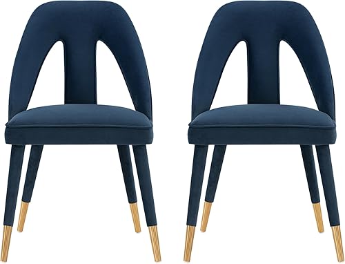 Miniatura 12 de Manhattan Comfort Neda - Sillas de comedor modernas de terciopelo con elegante diseño de respaldo en forma de T, acolchado de espuma de alta Verde