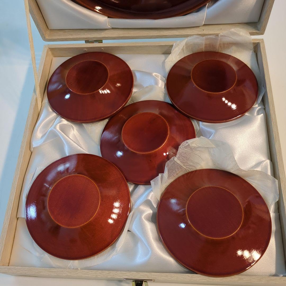 飛騨高山 春慶塗 お盆 茶托5枚 セット 飛騨の漆器 春慶塗 お盆 茶道