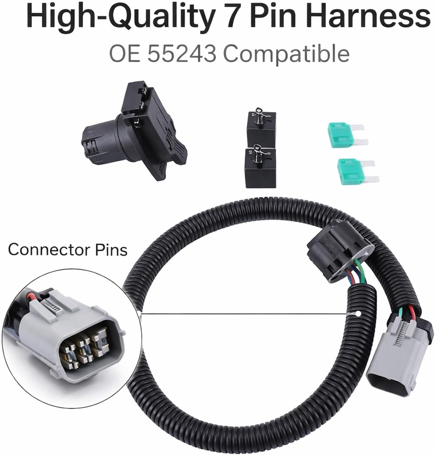 7 Pin Trailer Wiring Harness, 7 Pin Trailer Wiring Plug Kit for F - 450 F - 550 Super Duty 1999-2001 - Plug and Play Installation, Durable ABS Construction, Reliable Towing Con