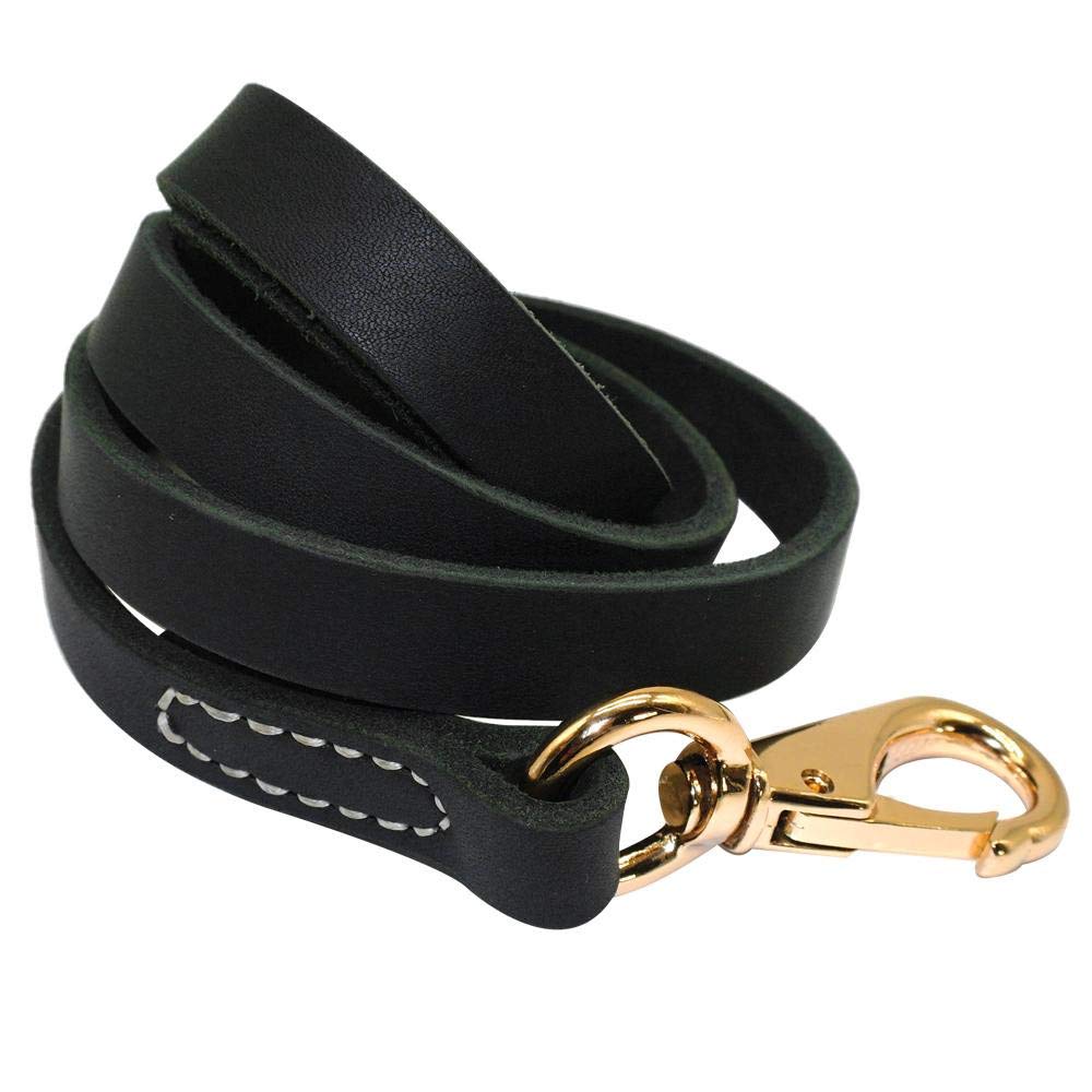 Guinzaglio per cani in pelle resistente, fatto a mano, colore marrone scuro, nero con gancio dorato, ideale per allenare a piedi tutte le razze di cani, 4 misure