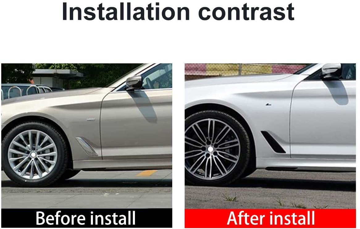 for BMW 5 Series G30 2017 2018 2019 2020 ABS Chrome Side Wing Air Vent Hood Intake Fender Cover Trim Accessories (Gloss Black)