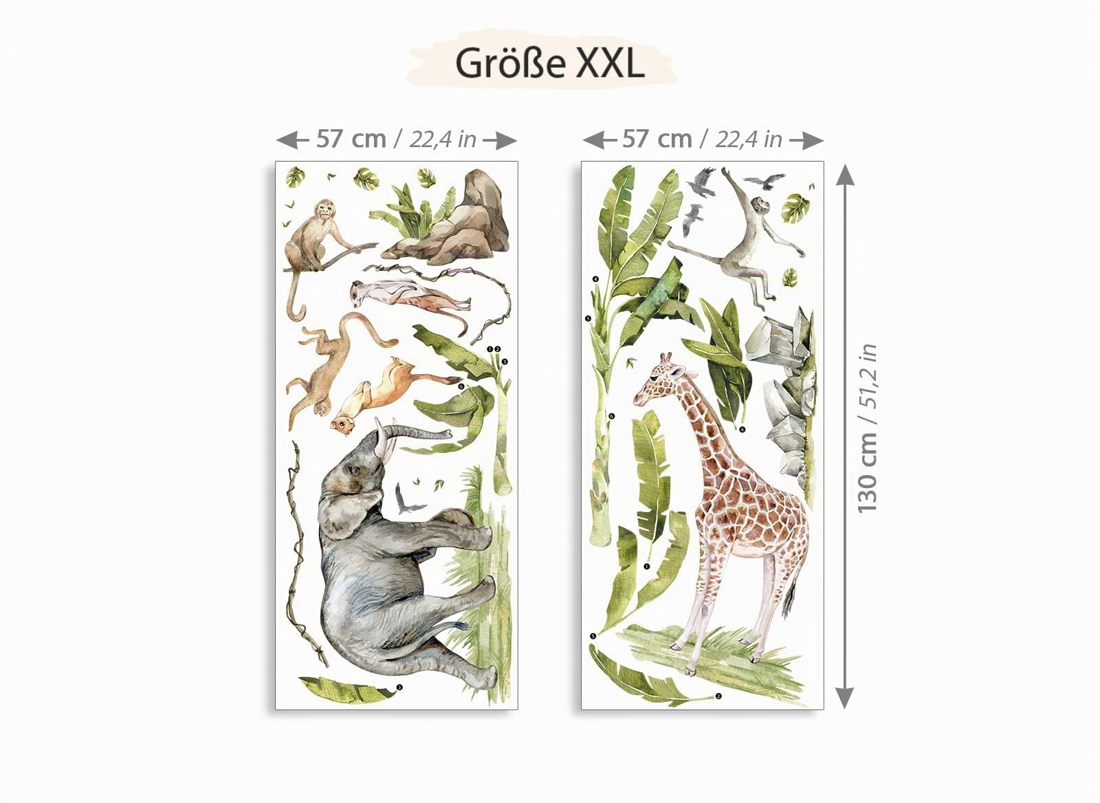 Grandora XXL Wandsticker Set Safari Baum Tiere Wandtattoo für Kinderzimmer DL764-5
