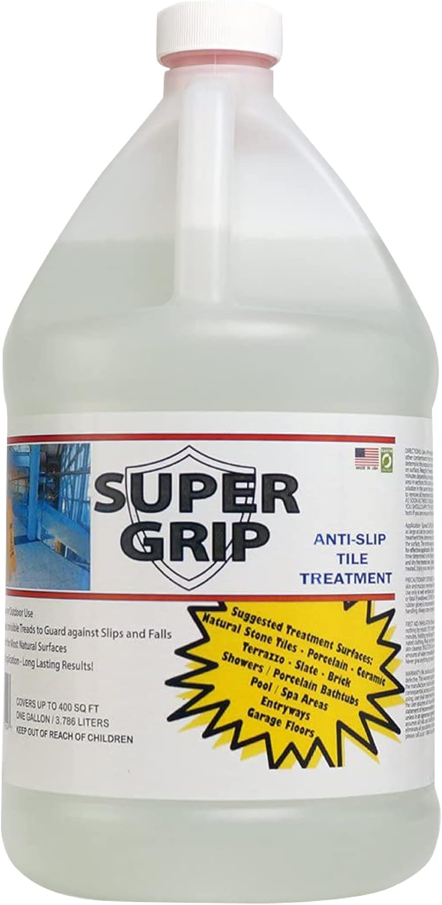 Super Safe Grip Anti-Slip Floor Treatment for Tiles and Concrete โ Non-Slip Solution Covers 400 SQ FT - 1 Gallon, Clear