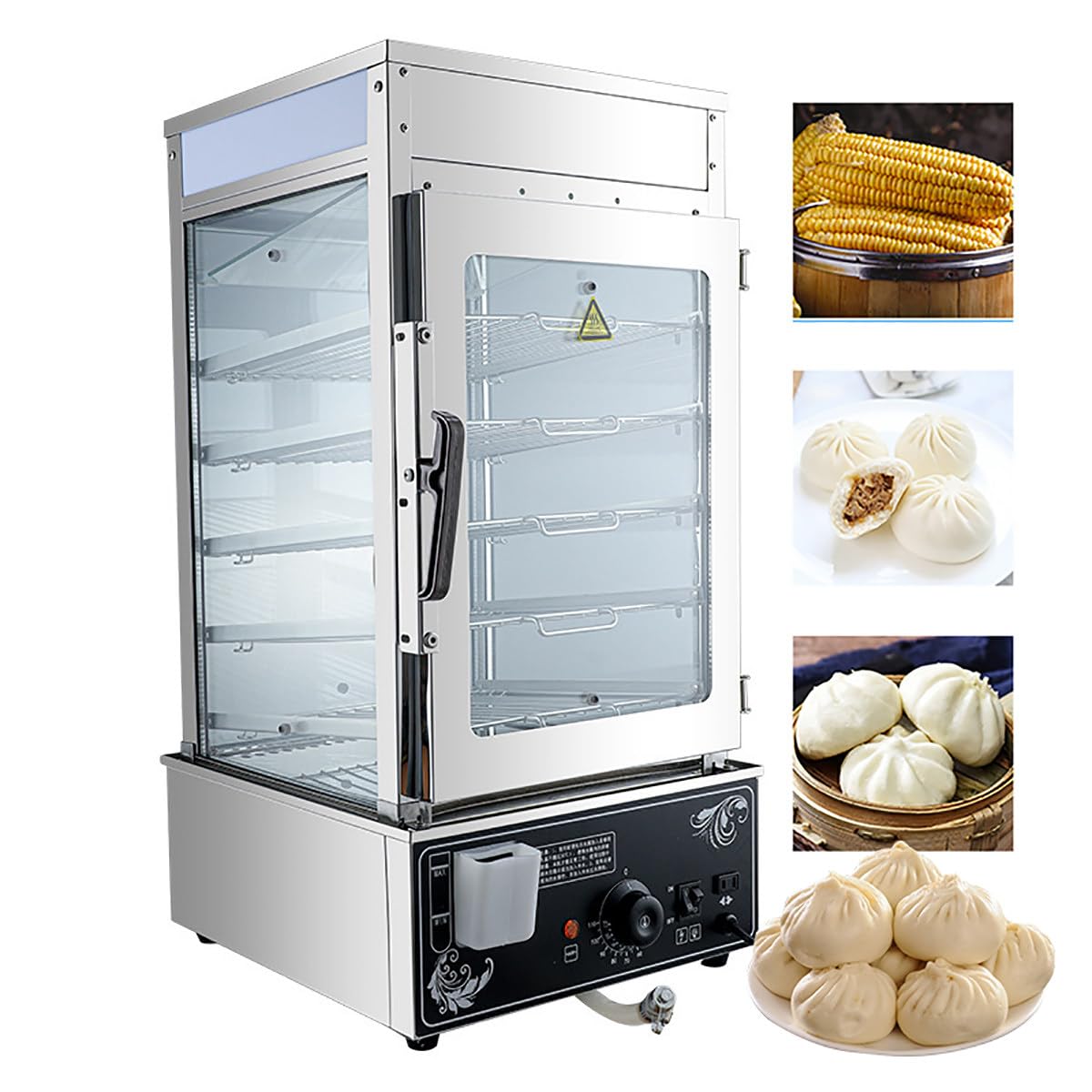 Vaporera EléCtrica Comercial De 1200 W (5 Capas), Acero Inoxidable, 30~110 ℃, para Cocinar Al Vapor Bollos Al Vapor Congelados RáPidamente, Pan Al Vapor, AlbóNdigas De Camarones