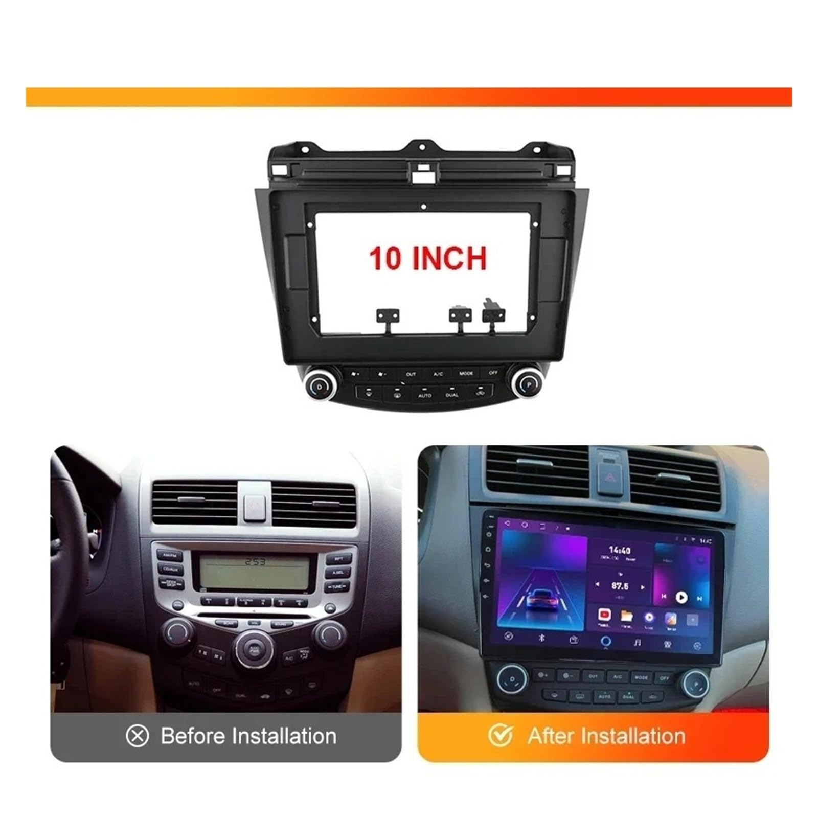 Mascherina Autoradio Cornice Stereo 9/10 Pollici 2 DIN per Accord 7TH (LHD/RHD) 2004 2005 2006 2007 Car Dvd Frame Audio Dash Trim Kit Facia Pannello Radio Schermo Lettore