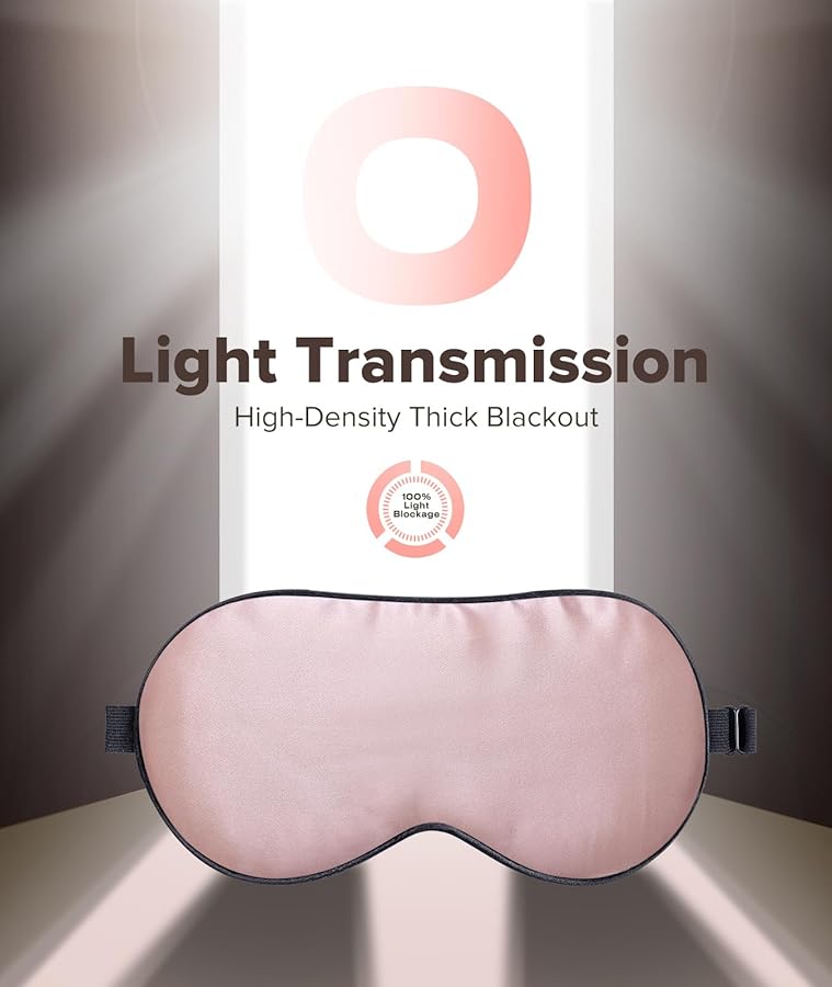 Silk Sleep Mask Light Blocking, LC-dolida Cooling Eye Mask for Sleeping Includes Silk and Gel Eye Masks for Migraine Dry Eye Women Men(Pink) - image 4