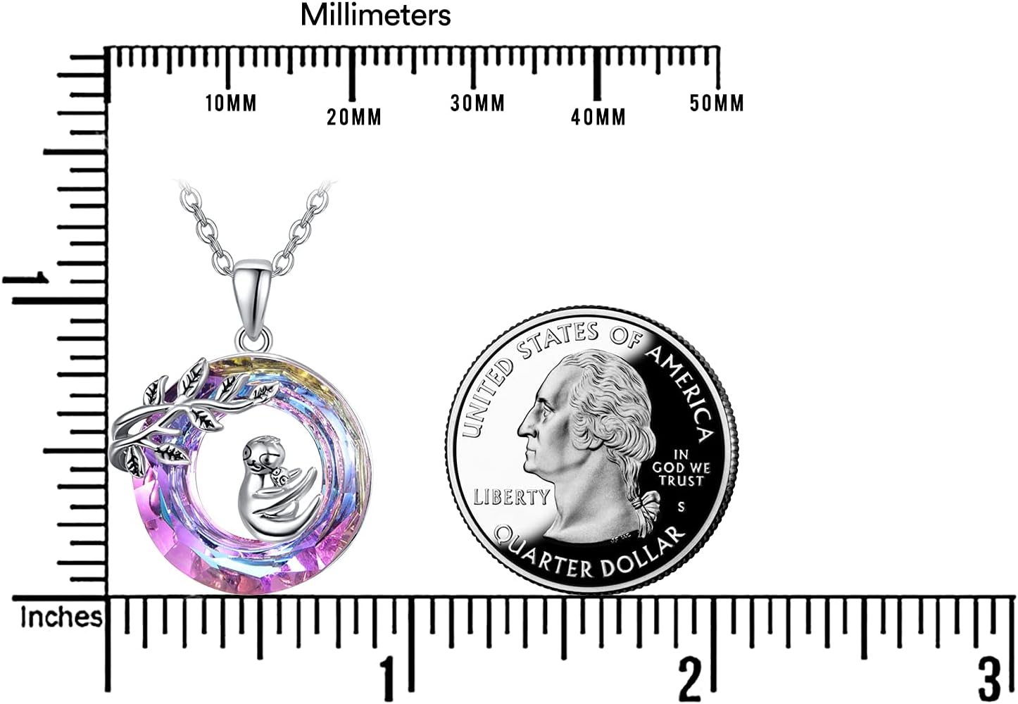 TANGPOET Animal Necklaces for Women Mother 925 Sterling Silver Purple Crystal Pendant Necklaces Jewelry Gifts for Birthday Christmas Mothers Day with 18"+2" Chain - Image 3