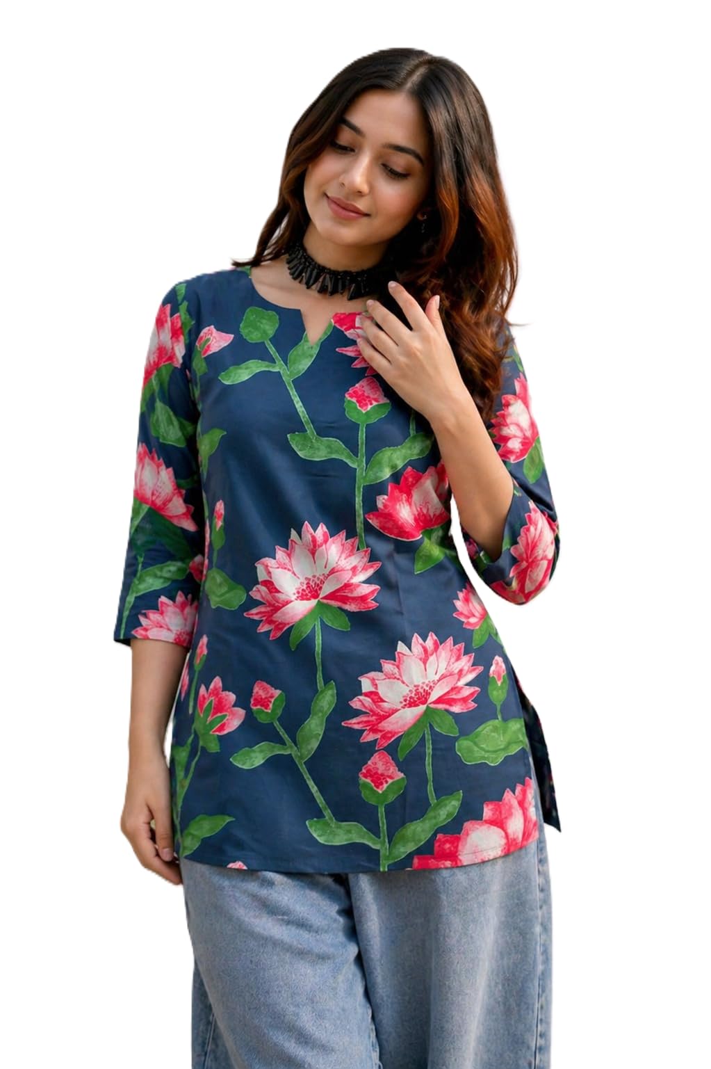Women Stylish Floral Tunic Top for Women | Straight Casual Kurti for Jeans & Trousers-image-17