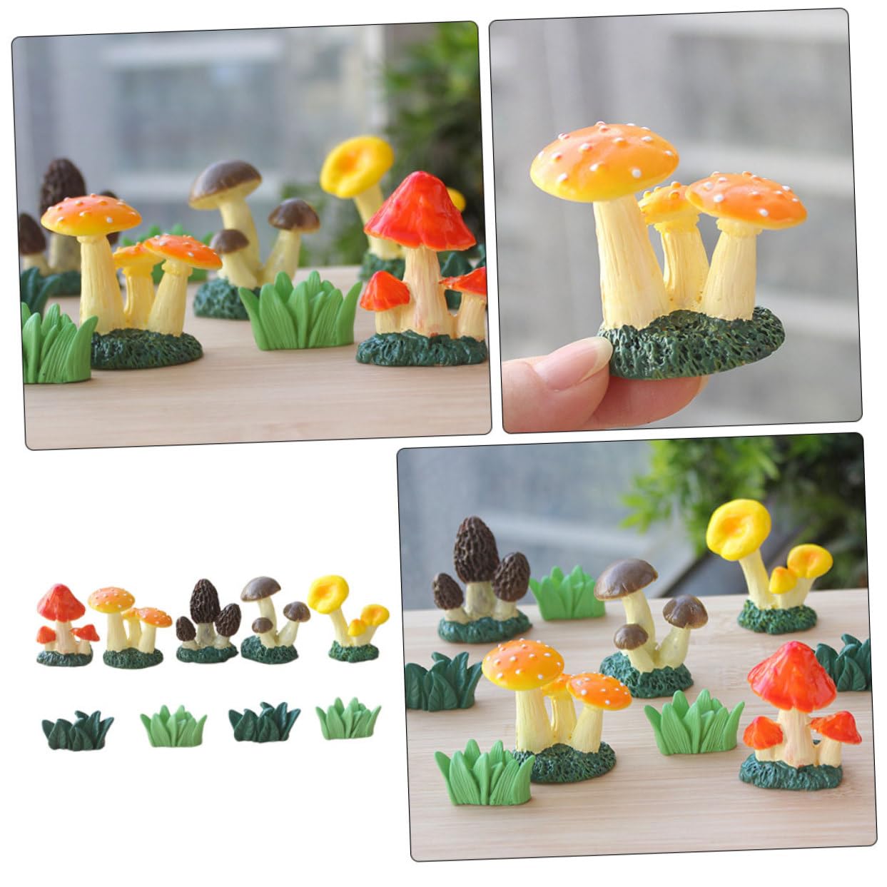 TOYANDONA Lot De 4 Décorations De Jardin en Forme De Champignon Artificiel Décoration Murale en Forme De Champignon Accessoires pour Bonsaï Décoration Miniature en Résine