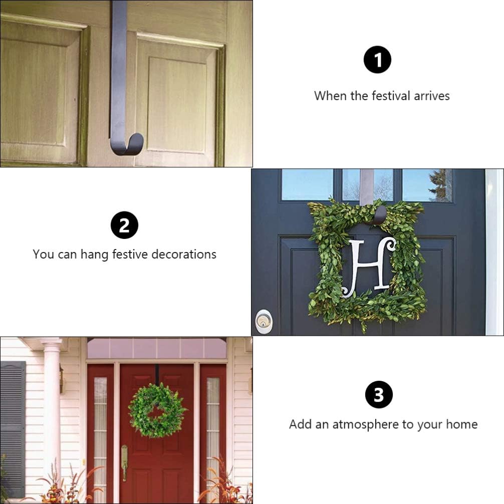 Cabilock Double Sided Wreath Hanger Sign Hook: Over The Door Metal 2 Sided Wreath Hooks for Hanging Fall Halloween Decorations Over Front or Garage Door : Home & Kitchen