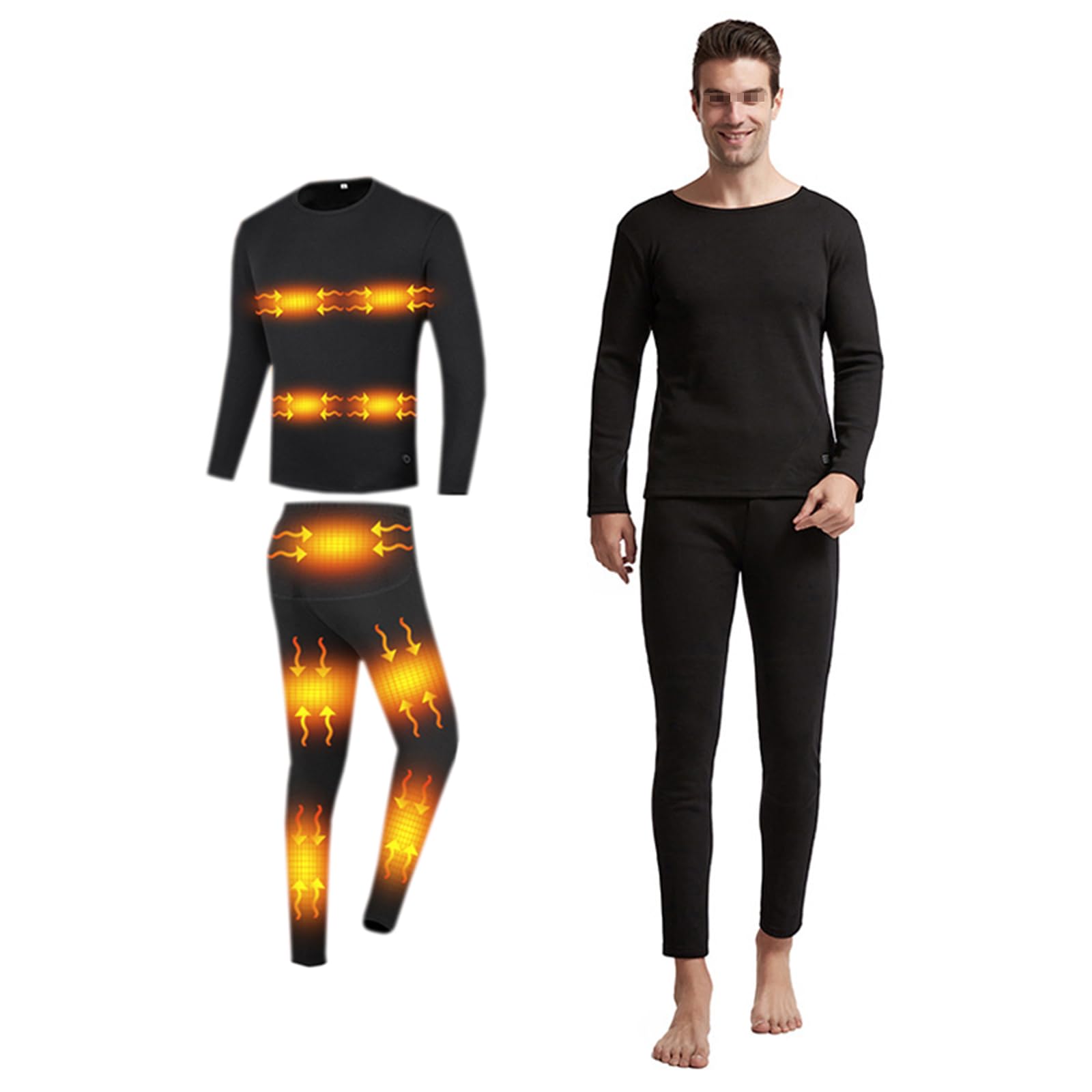 Set di Intimo Termico Riscaldato per Donna Uomo, USB Ricaricabile Riscaldabile Maglia Termica E Pantaloni Set - 20 Zone di Riscaldamento E 3 Livelli di Riscaldamento, per Sci Corsa,XL,Mens