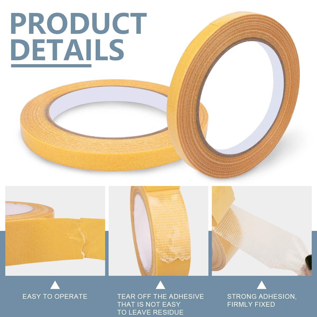 Innfeeltech 2 Roll 10mm* 20m Double Sided Carpet Tape Heavy Duty Wide Mounting Tape, Stickt Fabric Tape for Wall Floor Carpet - Image 3