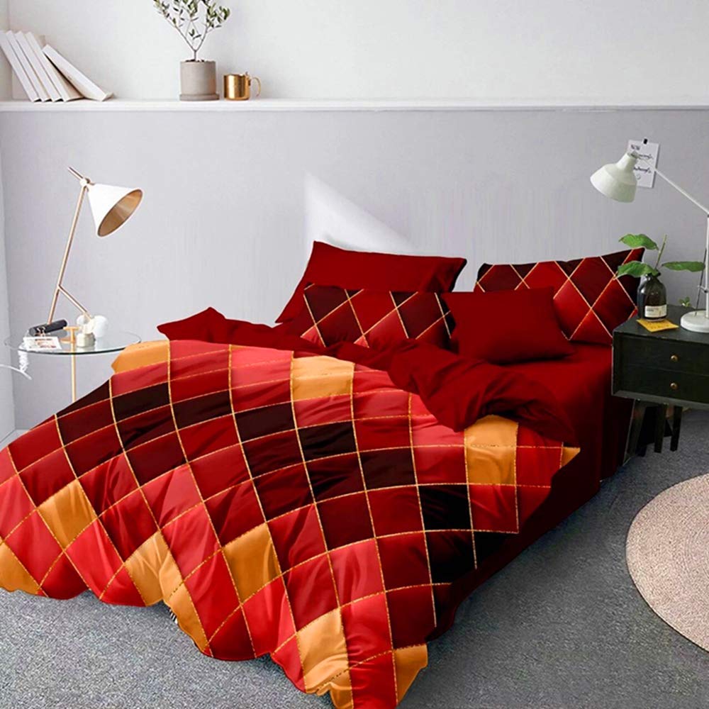 Housse de couette 200x230 parure de lit double anti-plis motif géométrique YB11