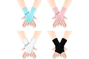 Bememo Fingerless Gloves Women, Cooling 4 Pack Sun Protection UV Wrist Length Driving Gloves