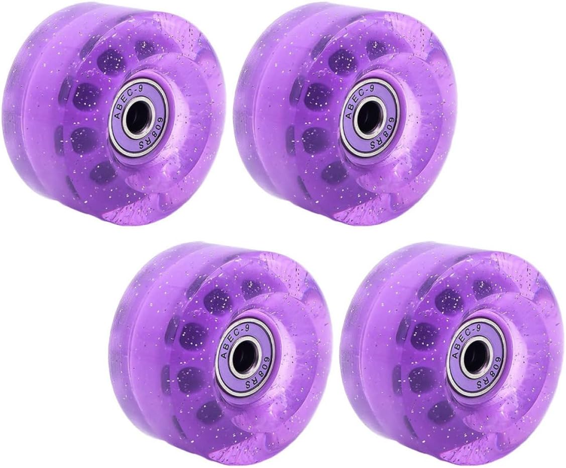 Roller Skate Wheels 4pcs Set High-elastic 82a Pu Purple Quad Wheels Non-light-up Outdoor Skating Accessory Replacement Parts