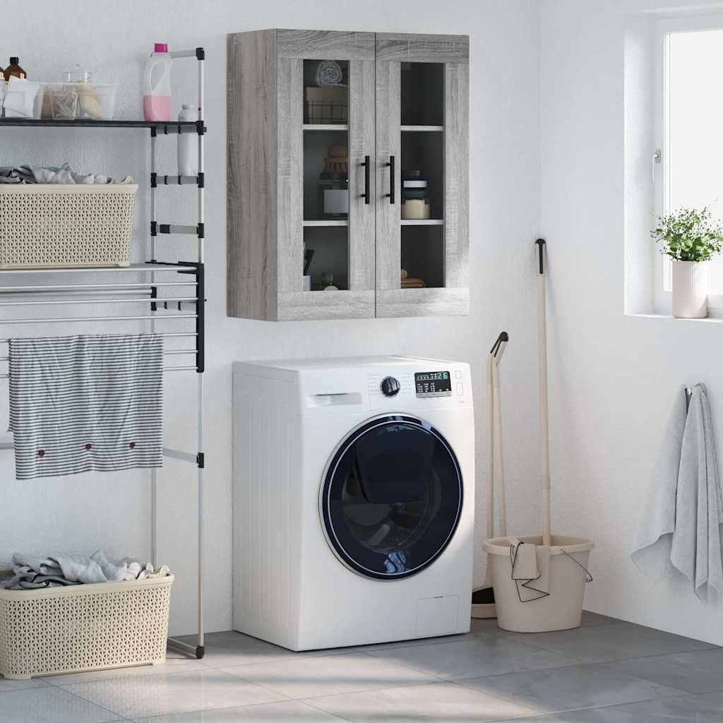 Meuble de rangement Sonoma gris avec portes, buffet bas 90 cm de hauteur