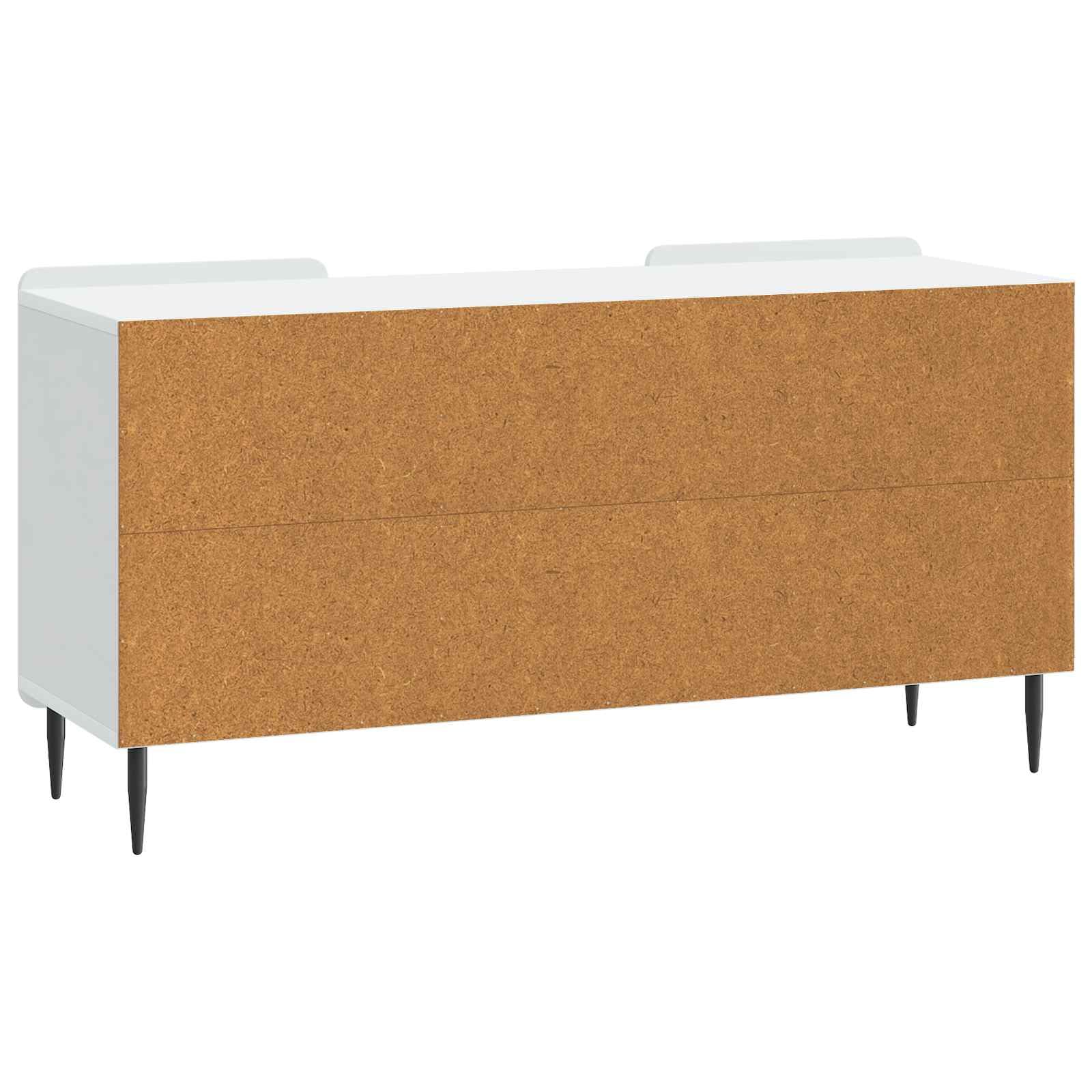 TV-Schränk Weiß aus Holzwerkstoff 102 x 34,5 x 52 cm mit 90° Schwenktüren und Stahlbeinen, modernes Sideboard mit Stauraum für Wohnzimmer, Medienkonsole, HiFi Rack und Gaming Zubehör